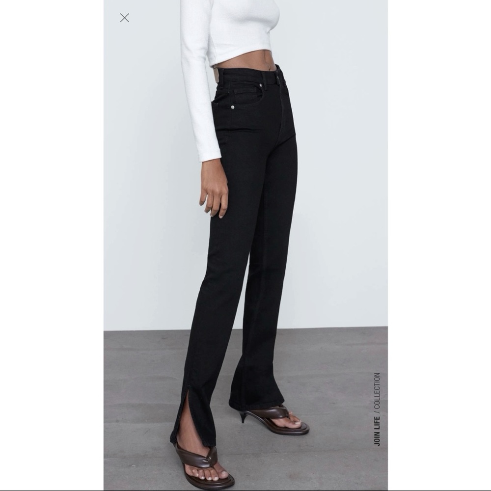 Zara High Rise Split Skinny Jeans